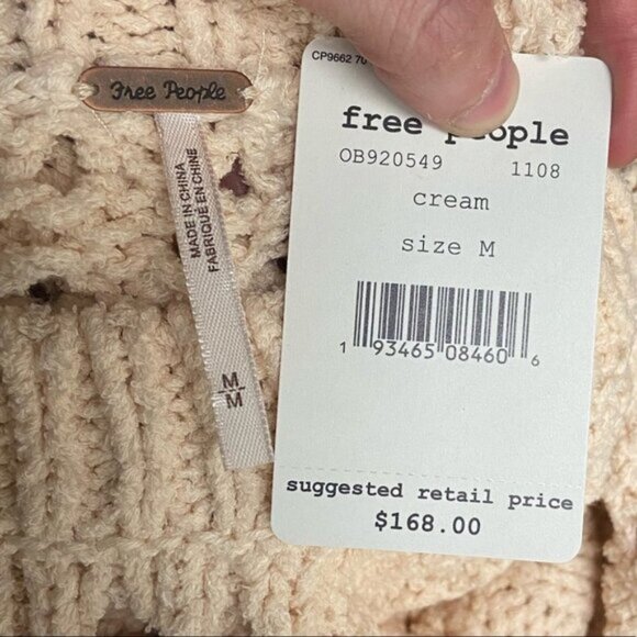 NWT Free People Higher Love Crochet Knit Fringe Boho Sweater Size Medium Hippie - Picture 3 of 6